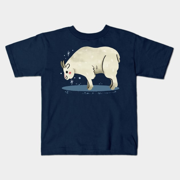 Goat Painting Hand Drawn Kids T-Shirt by Mako Design 
